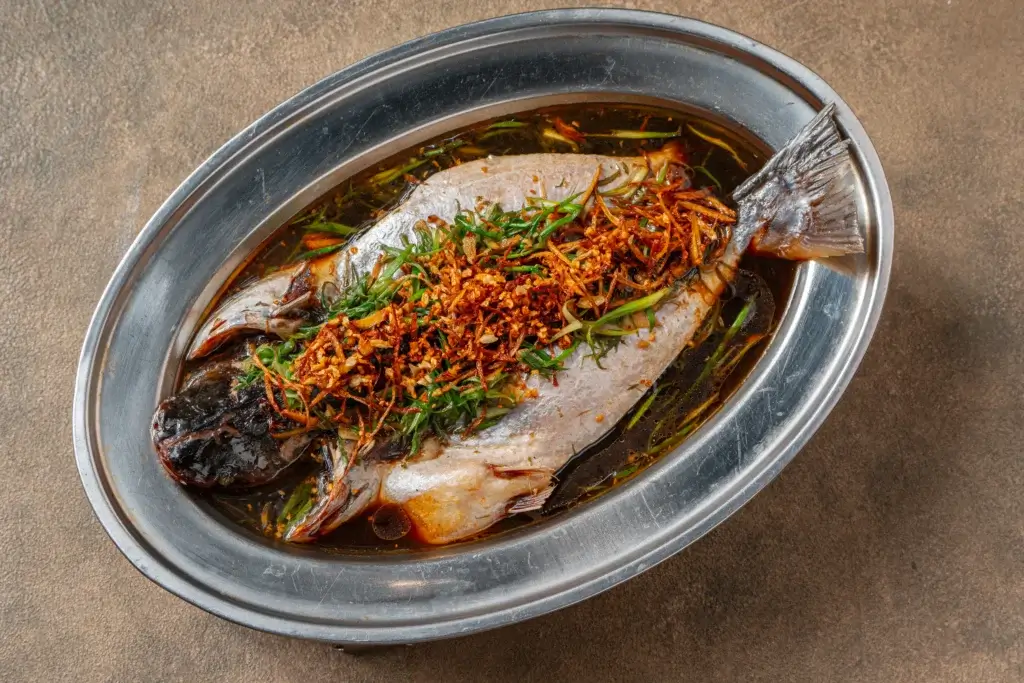 Steamed fish, a braces friendly Malaysian dish.